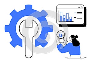 Data Analysis and System Optimization Concept with Charts and Tools