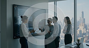 Data Analysis Team Meeting in Modern Office