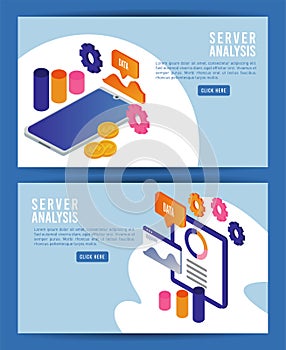 Data analysis tech with tablet and smartphone devices