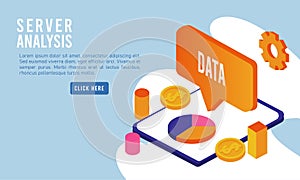 Data analysis technology with tablet and speech bubble
