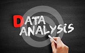 Data analysis text on blackboard