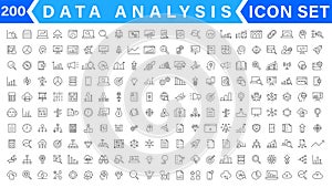 Data analysis thin line icon set. Data processing outline pictograms for website and mobile app GUI. Digital analytics simple UI,