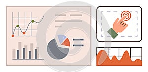 Data Analysis Tools Featuring Charts, Graphs, and Interactive User Interface Concept