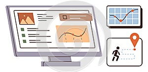 Data Analysis and Tracking on Digital Devices with Graphs and Maps