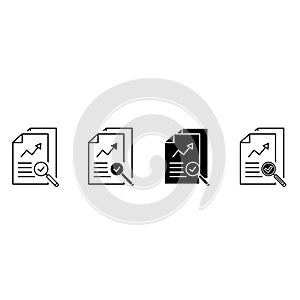 Data analysis vector icon set. Modern linear graphic design concepts, simple outline elements collection.
