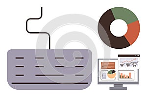 Data Analysis and Visualization with Charts on Computer Screen and Keyboard