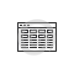 Data analysis web page line icon