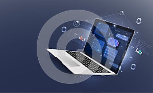 Data analyst consolidating financial information and reports on computer. Financial data management, financial software