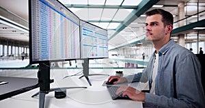 Data Analyst Man Using Spreadsheet