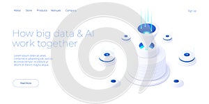 Data analyst or scientist concept in isometric vector illustration. Big data analysis or information processing and analytics. Web