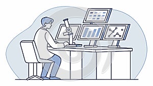 Data Analyst Working with Multiple Screens, Business Intelligence. vector design Generative AI