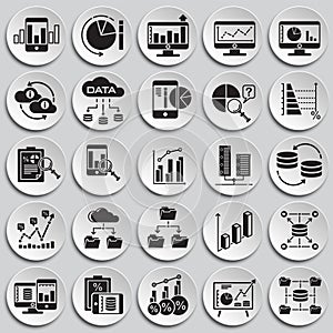 Data analysys icons set on paltes background for graphic and web design, Modern simple vector sign. Internet concept. Trendy photo