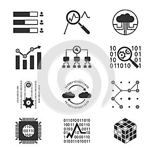 Data analytic silhouette icons