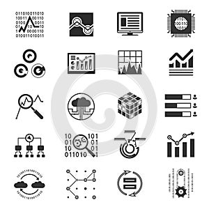 Data analytic silhouette icons