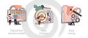 Data analytics abstract concept vector illustrations.