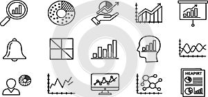 Data Analytics and Business Intelligence Line Icons Set