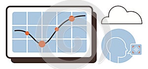Data Analytics Chart with Cloud Computing and Voice Recognition Integration Concept