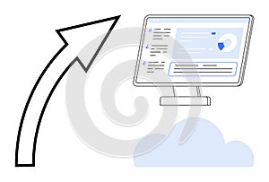 Data Analytics and Cloud Computing Concept with Computer Screen and Growth Arrow