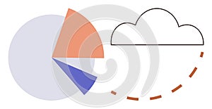 Abstract Pie Chart and Cloud Icon Data Visualization and Cloud Computing Concepts