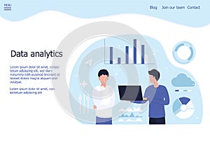 Data analytics concept. For banner and web sites, landing pages. Market research, digital driven marketing business development st photo