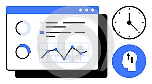Data Analytics Dashboard with Performance Charts and Time Management Elements