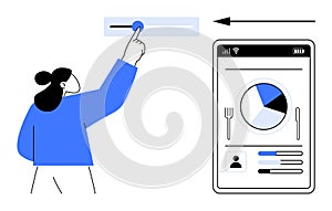 Data Analytics and User Interaction Concept with Mobile Dashboard and Interactive Elements