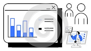 Data Analytics Concept with Chart, User Profiles, and Online Presentation Elements