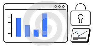 Data Analytics Dashboard with Chart, Security Lock, and Report Elements