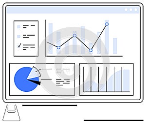 Data analytics dashboard with charts, graphs, and statistics for tracking business performance