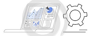 Data Analytics Dashboard with Charts and Settings Gear for Optimization