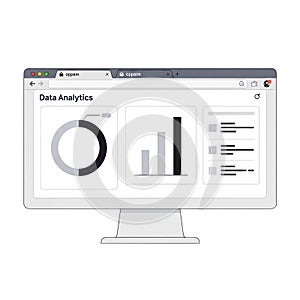 Data analytics dashboard on computer screen