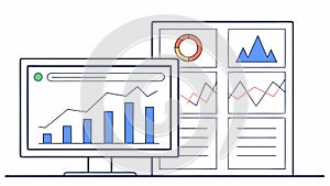 Data Analytics Dashboard on a Computer Screen Vector Art, vector design Generative AI