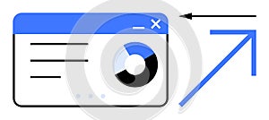 Data Analytics Dashboard with Pie Chart and Growth Arrow for Business Performance