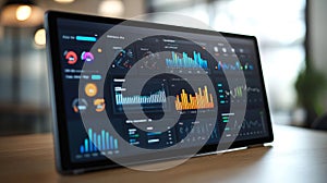 Data Analytics Dashboard Display on a Modern Tablet