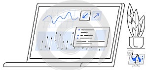 Data Analytics Dashboard on Laptop Screen with Charts, Graphs, and Analysis Elements for Business Insights