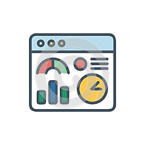 Data Analytics Dashboard Icon: Web Interface with Charts and Statistics