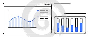 Data Analytics Dashboard with Line Chart and Bar Graph for Business Performance Monitoring