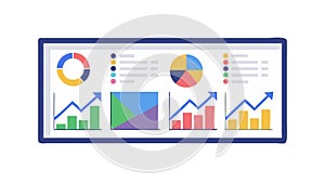 Data Analytics Dashboard on a Screen with Charts and Graphs, vector design Generative AI