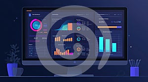 Data analytics dashboard showing business information and statistics