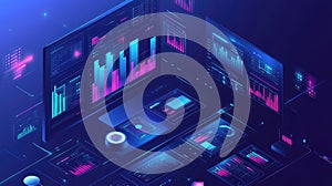 Data analytics dashboard visualizing financial business intelligence data