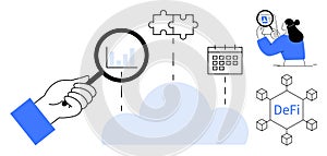 Data Analytics and Decentralized Finance Concept with Cloud Computing and Blockchain Elements