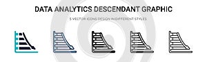 Data analytics descendant graphic icon in filled, thin line, outline and stroke style. Vector illustration of two colored and