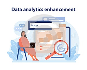 Data Analytics Enhancement. Professional analyzing data trends. photo
