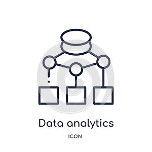 data analytics flow chart icon from user interface outline collection. Thin line data analytics flow chart icon isolated on white