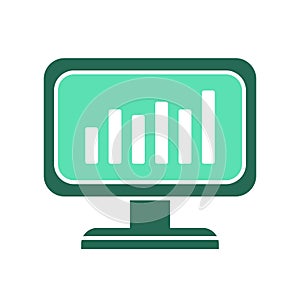 Data analytics icon. computer screen symbol. pc monitor sign. flat style illustration - Vector