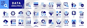 Data analytics icon set. Data Analysis Technology Symbols Concepts.