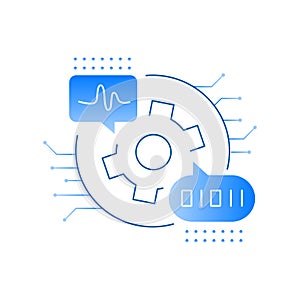 Natural Language Processing icon. NLP symbol, Text analysis icon, Computational linguistics symbol, Language understanding icon. photo