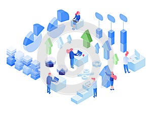 Data analytics isometric vector illustrations set