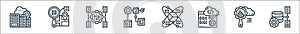 data analytics line icons. linear set. quality vector line set such as database storage, global research, coding, data scientist,
