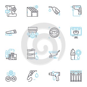 Data analytics linear icons set. Mining, Modeling, Visualization, Collection, Interpretation, Insight, Clustering line